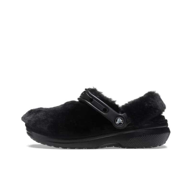 Crocs Classic Fur Sure Slip On Clogs 'Black'-0
