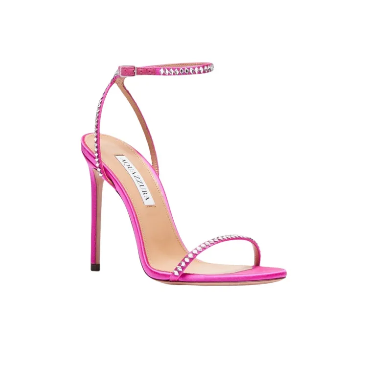 AQUAZZURA Olie Crystal Sandal 105 Strap Sandals Women's Pink-2