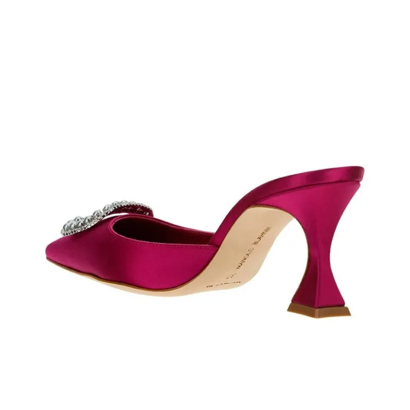 MANOLO BLAHNIK Slip Resistant Closed Toe Slippers Women's Fuchsia-3