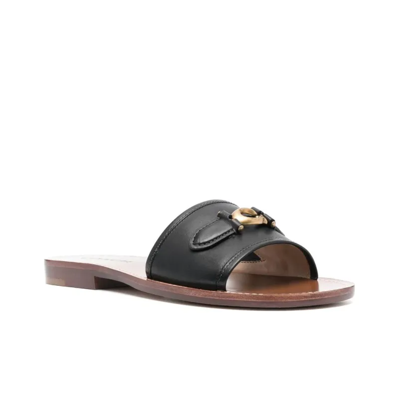 COACH Rubber Sole Quiet Slide Slippers Women's Brown-2