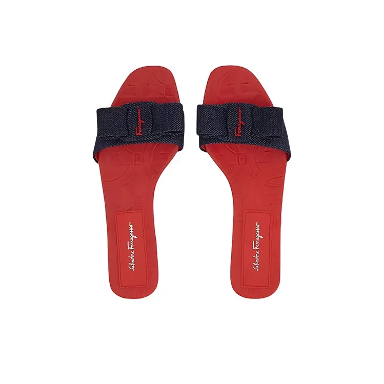 FERRAGAMO Viva Odor Resistant Slide Slippers Women's Blue-3