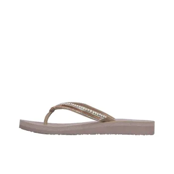 Skechers Meditation Rubber Sole Rhinestone Quiet Slide Slippers Women's Taupe