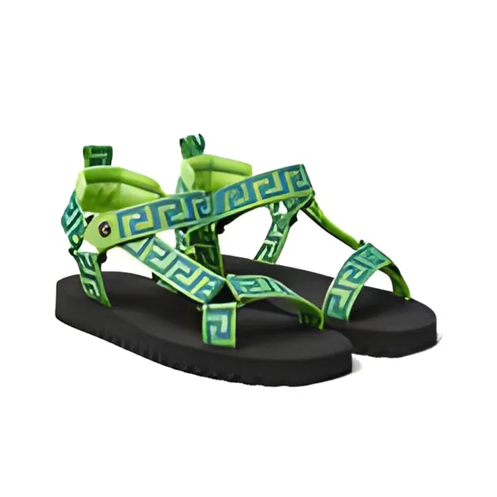 VERSACE La Greca Sandal Neon Green-2