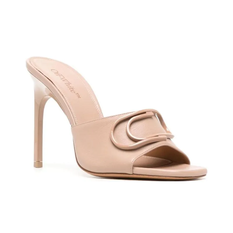 OFF-WHITE Pop Paperclip 100m Leather Mules-2