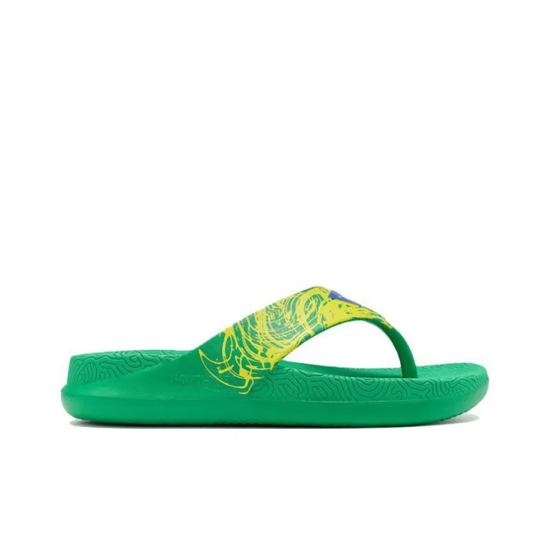 PEAK Rubber Sole EVA Stitching Quiet Slide Slippers Men's Bright Green-1