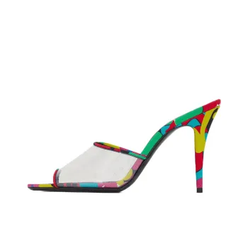 SAINT LAURENT TPU Slide Slippers Women's Black Yellow