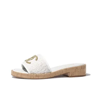 CHANEL Slide Slippers Women's White