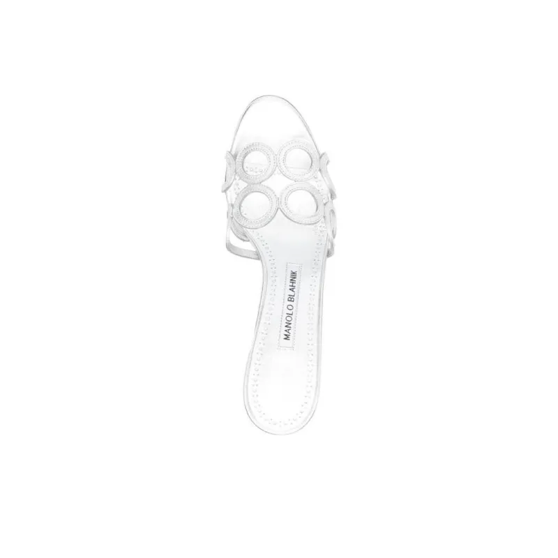 MANOLO BLAHNIK Slide Slippers Women's Silver-3