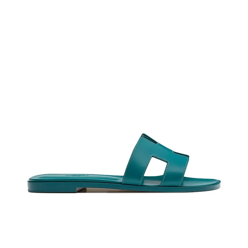 HERMES Oran Slide Slippers Women's Emerald Green-1