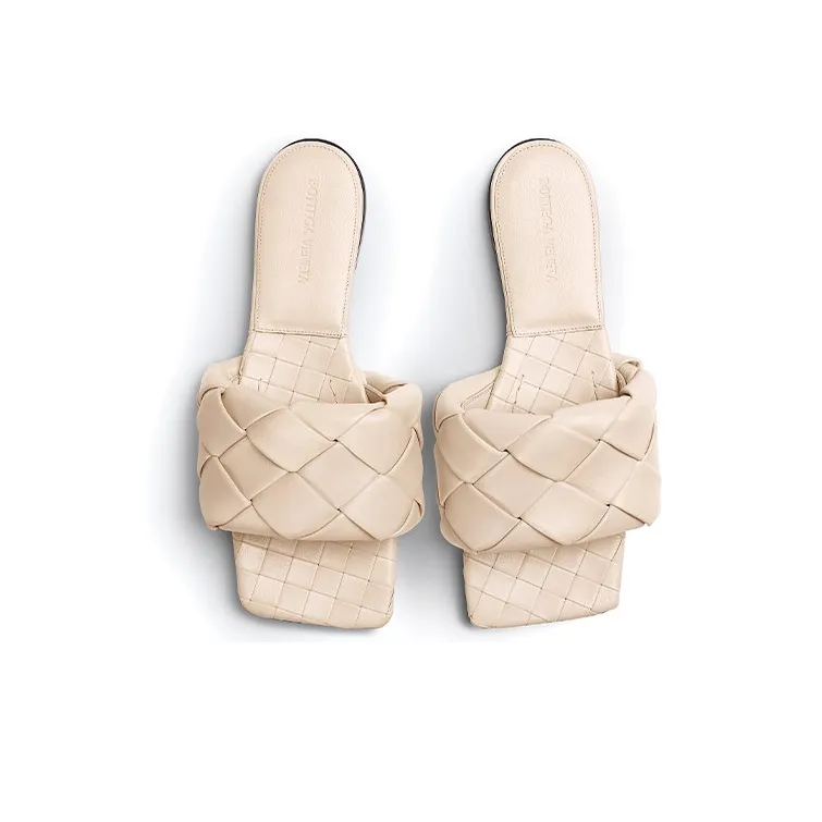 Bottega Veneta Lido Slide Slippers Women's Beige-3