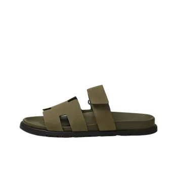 HERMES Chypre Sandal Vert Army Suede Goatskin M