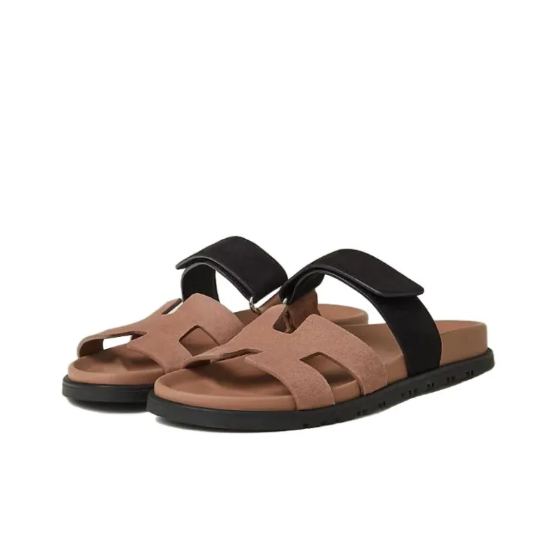 HERMES Chypre Slide Slippers Women's Brown-0
