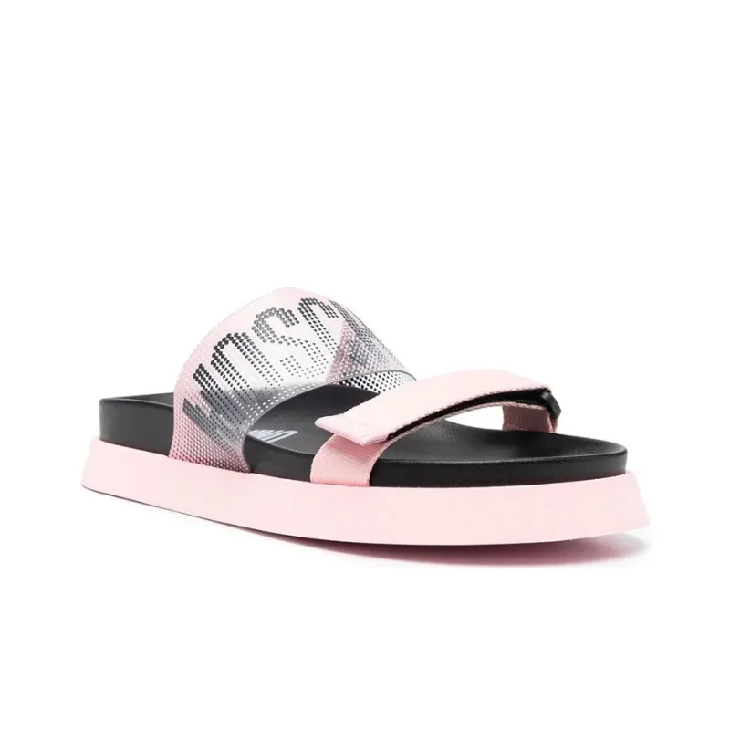 MOSCHINO Slide Slippers Women's Black Pink-1