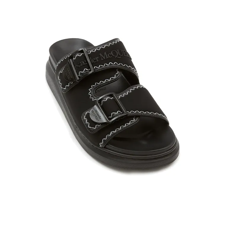 Alexander McQueen Hybrid Rubber Sole Abrasion Resistant Slide Slippers Men's Black-2