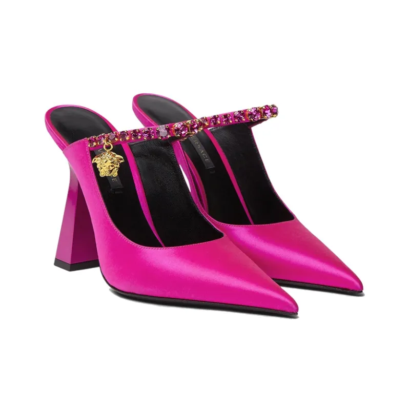 VERSACE Wrap-toe Slippers Women's Rose Red-2