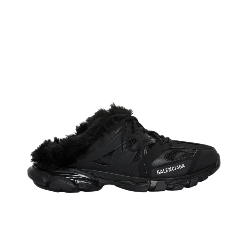Balenciaga Track Mule Faux Fur Black-1