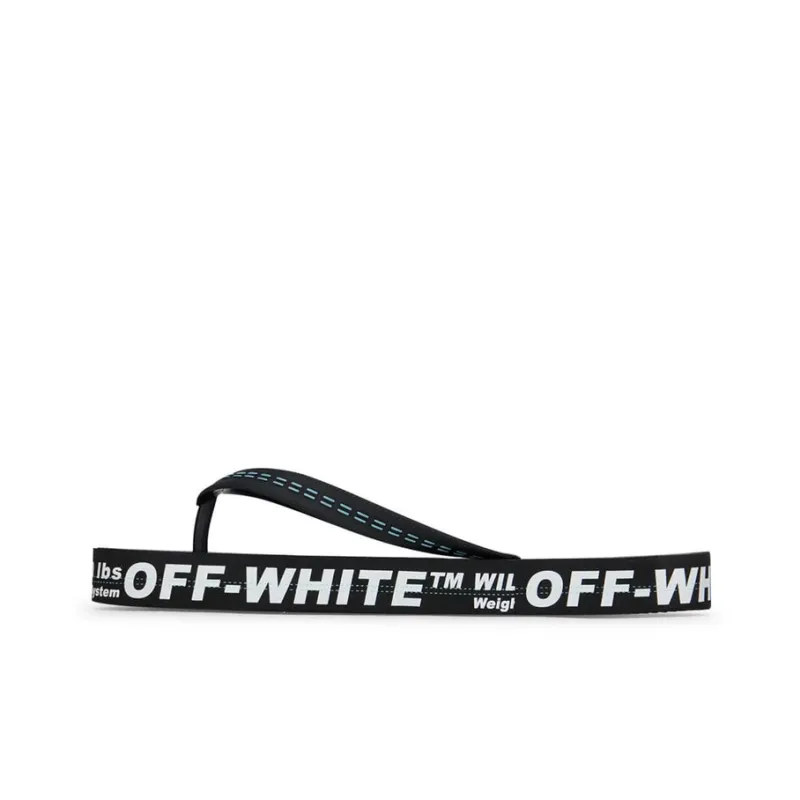 OFF WHITE Logo Flip Flop Black White-0