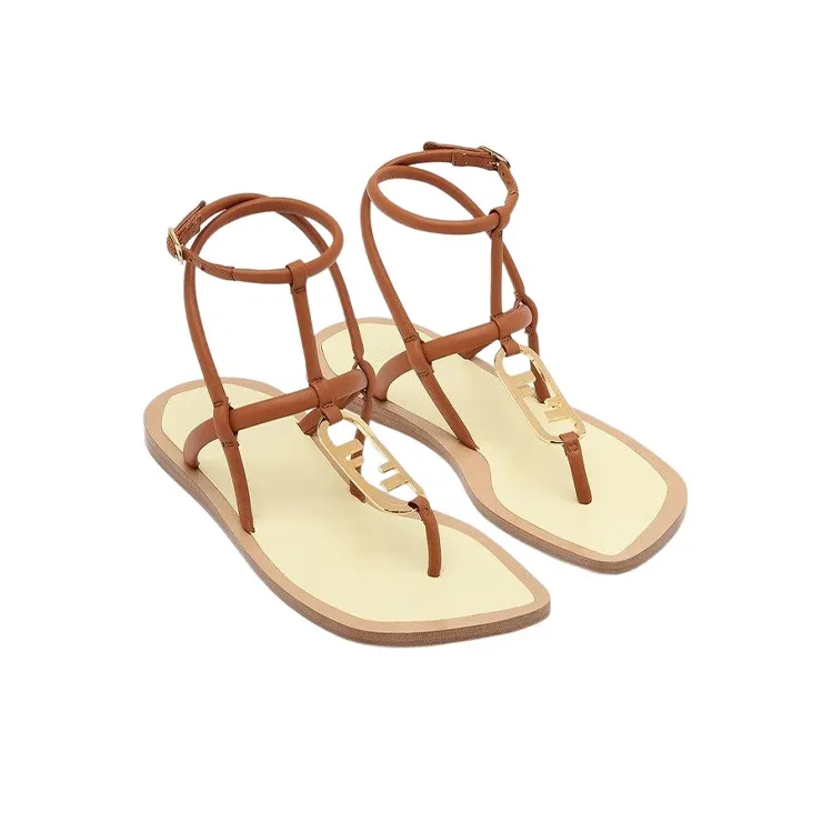 FENDI One Strap Sandals Women's Brown-2