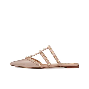 Valentino ROCKSTUD Closed Toe Slippers Women's Nude Pink
