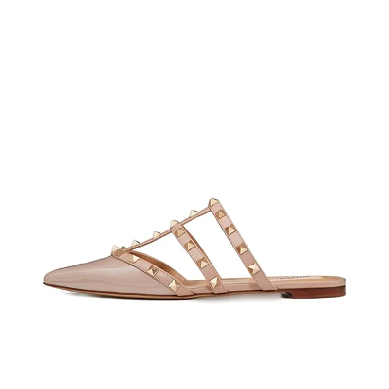 Valentino ROCKSTUD Closed Toe Slippers Women's Nude Pink-0