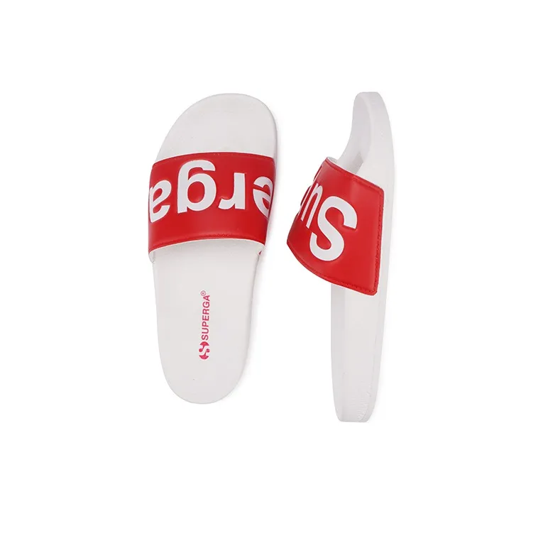 SUPERGA Slide Slippers Unisex White/Red-4