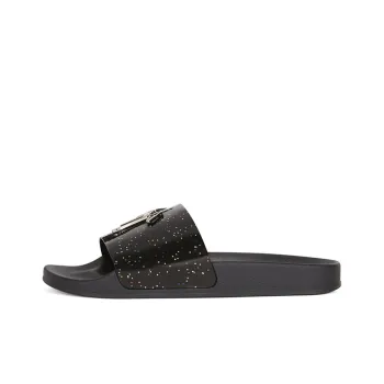 Giuseppe Zanotti/GZ Brett Rubber Sole Leather Patchwork Abrasion-Resistant Slide Slippers Men's Black
