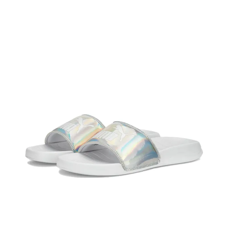 PUMA Popcat Rubber Sole Slide Slippers Women's White Silver-2