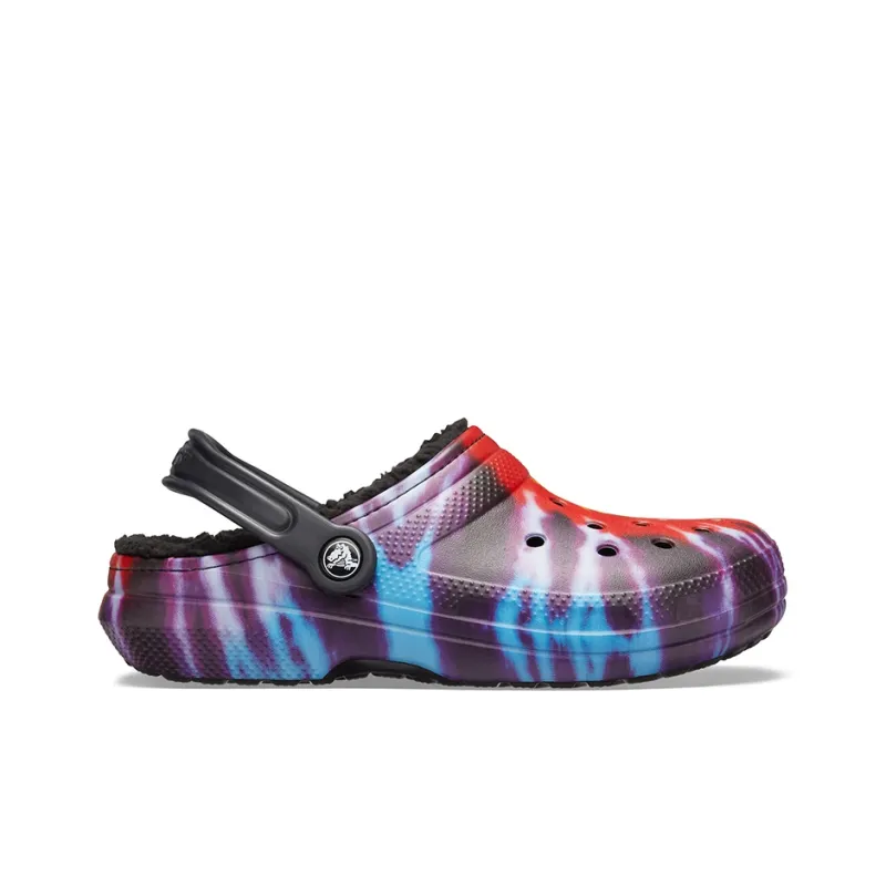 Crocs Classic Tie Dye Stay Warm Cozy Crocs Sports Slippers Unisex Purple Red-1