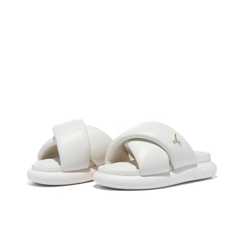 LI NING 1990 Quiet Slide Slippers Women's Eggnog Gray-1