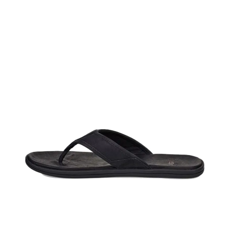 UGG Seaside Flip Leather Cowhide Slipper Black-0