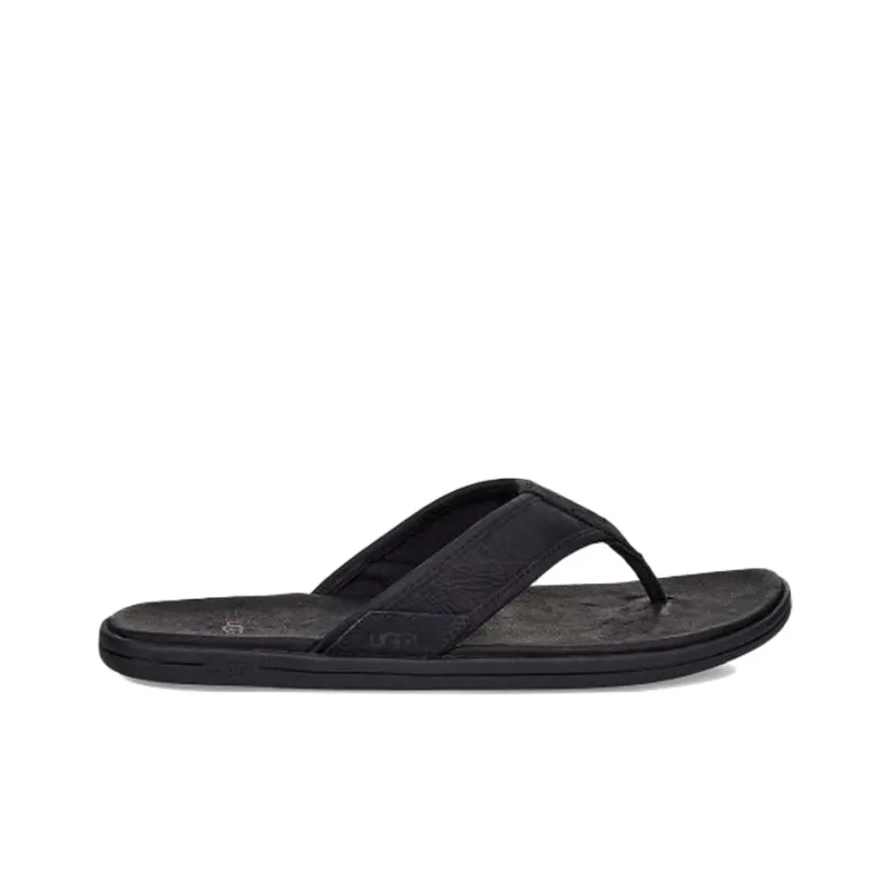 UGG Seaside Flip Leather Cowhide Slipper Black-1