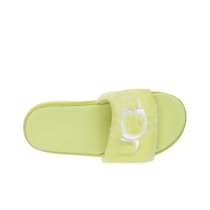 UGG Laton Fur Slide Yellow Slippers Women's-4