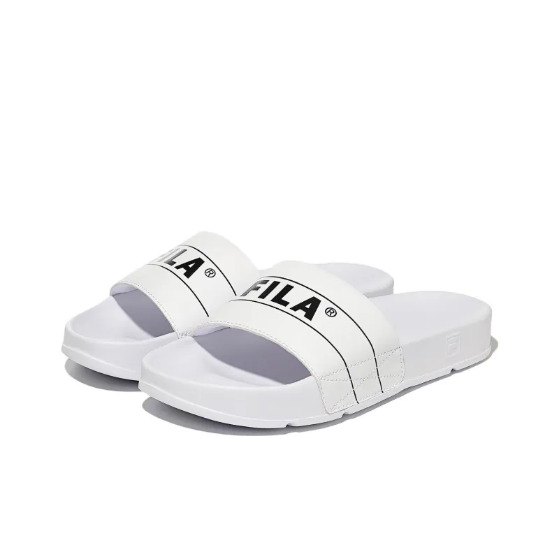 FILA DRIFTER Quiet Slip Resistant Slide Slippers Unisex White Black Korean Style-2