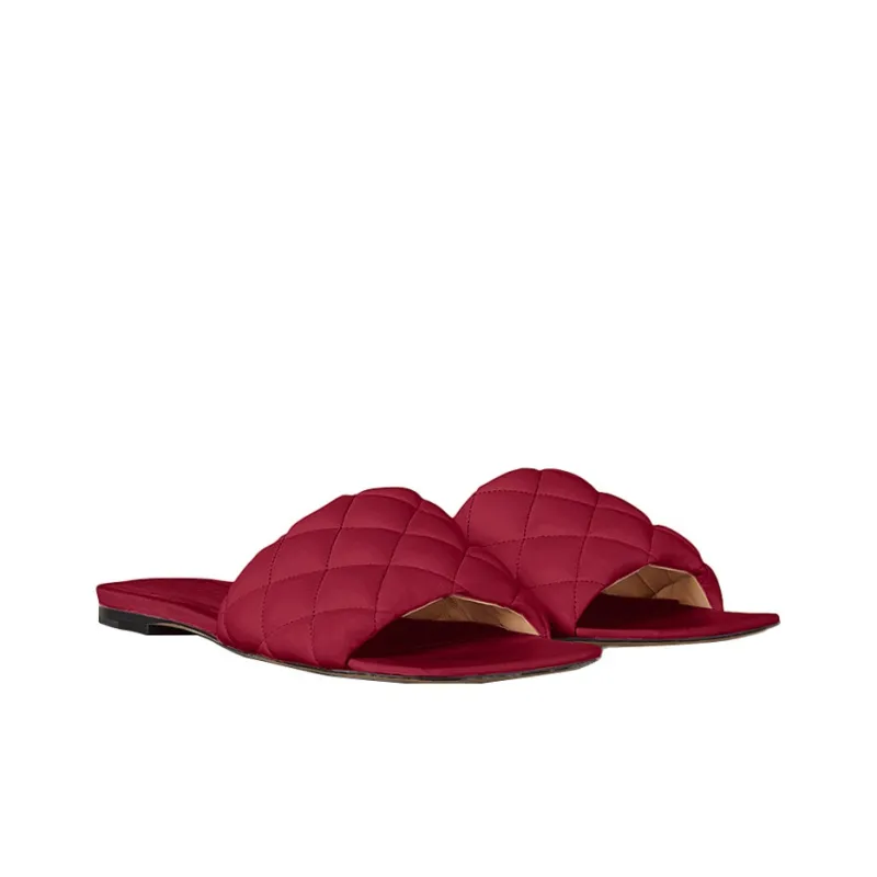 Bottega Veneta Padded Slide Slippers Women's Red-2