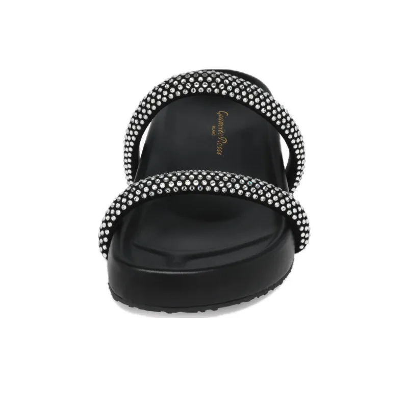 GIANVITO ROSSI Croisette Rubber Sole Slide Slippers Women's Black Silver-3