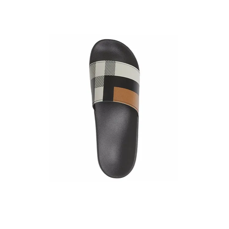 Burberry Embossed Logo Slides Camel Check-2
