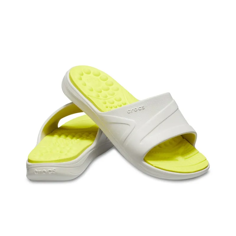 Crocs Reviva Broad Strap Round Toe Slides 'Yellow White'-3
