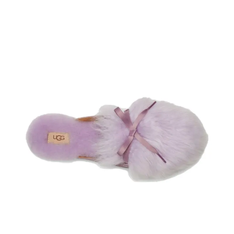 UGG Shaine Fluff Lightweight Cozy Flat Plush Slipper Pink Purple Women's-3