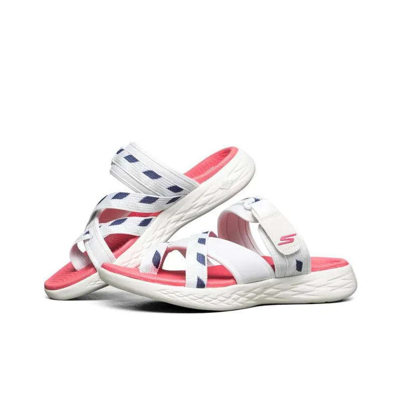 Skechers On The Go Slide Slippers Women's White/Blue/Pink-2