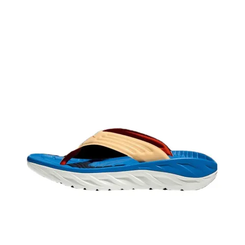 HOKA ONE ONE Ora Recovery Flip Slip-Resistant Abrasion-Resistant Slide Slippers Unisex Beige Blue