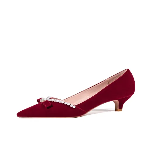 Lily Wei High Heels Women's Burgundy