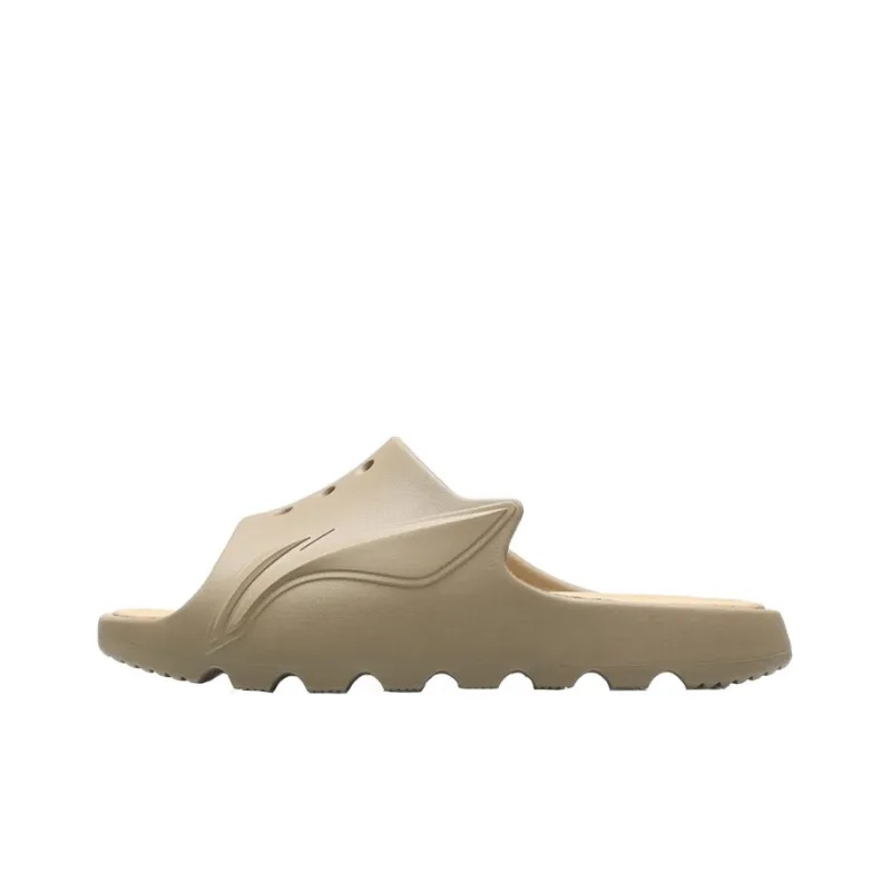 LiNing Rubber Sole Quiet Slide Slippers Men's Khaki-0