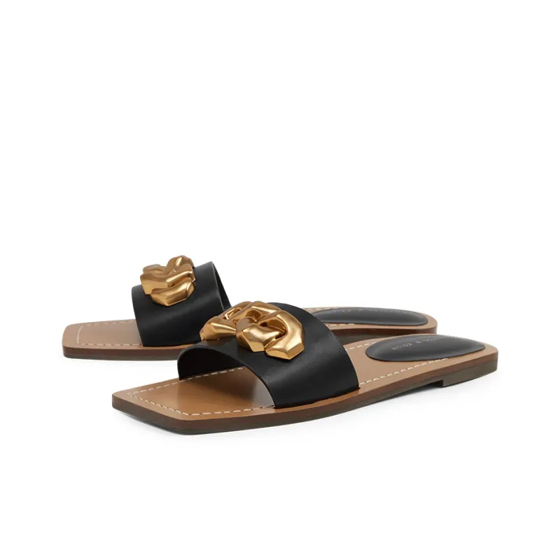 CHARLES&KEITH Composite Sole Slide Slippers Women's Black-1