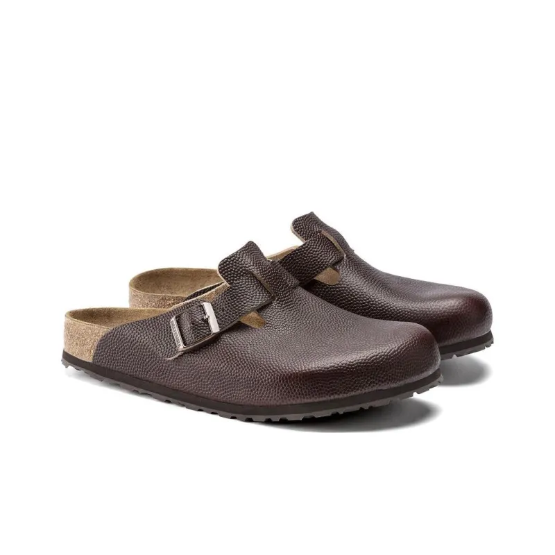 Birkenstock Boston Super Grip Embossed Natural Leather Roast Brown-2