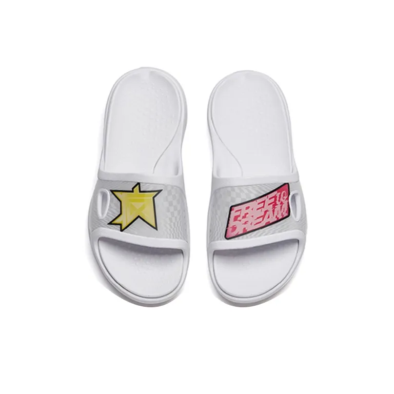 Anta Basketball Collection Rubber Sole Slide Slippers Men's White Red Yellow-3
