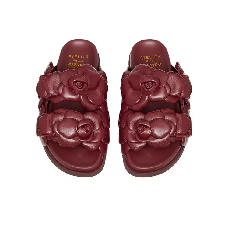 Valentino Atelier Slide Slippers Women's Red-3