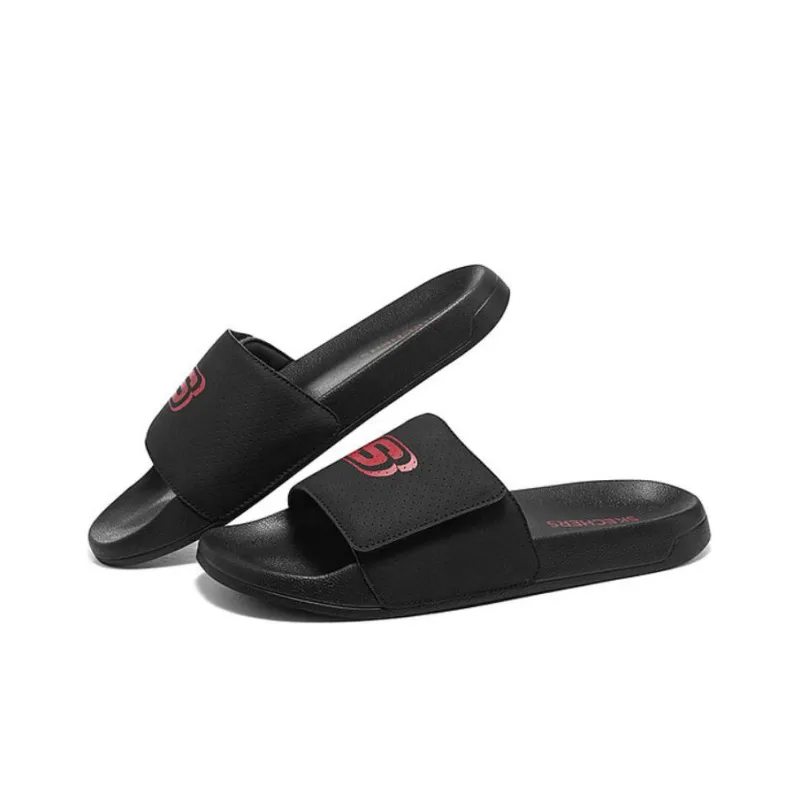 Skechers EVA Slip Resistant Abrasion Resistant Slide Slippers Men's Black Red-3