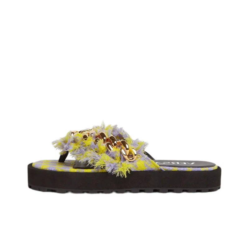 VERSACE Chain Embellished Platform Sandal Black Yellow Women's-0