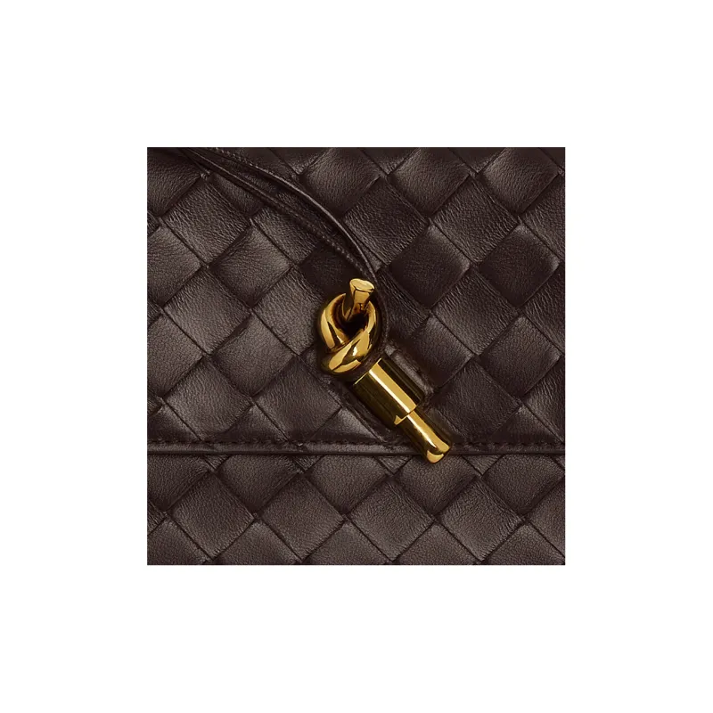 Bottega Veneta Andiamo Series Lambskin Clutch Women's Dark Brown-3