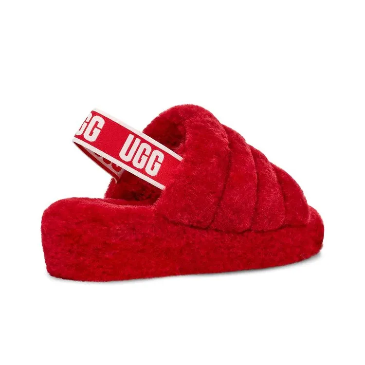 UGG Fluff Yeah Slide Ribbon Red Women's-4